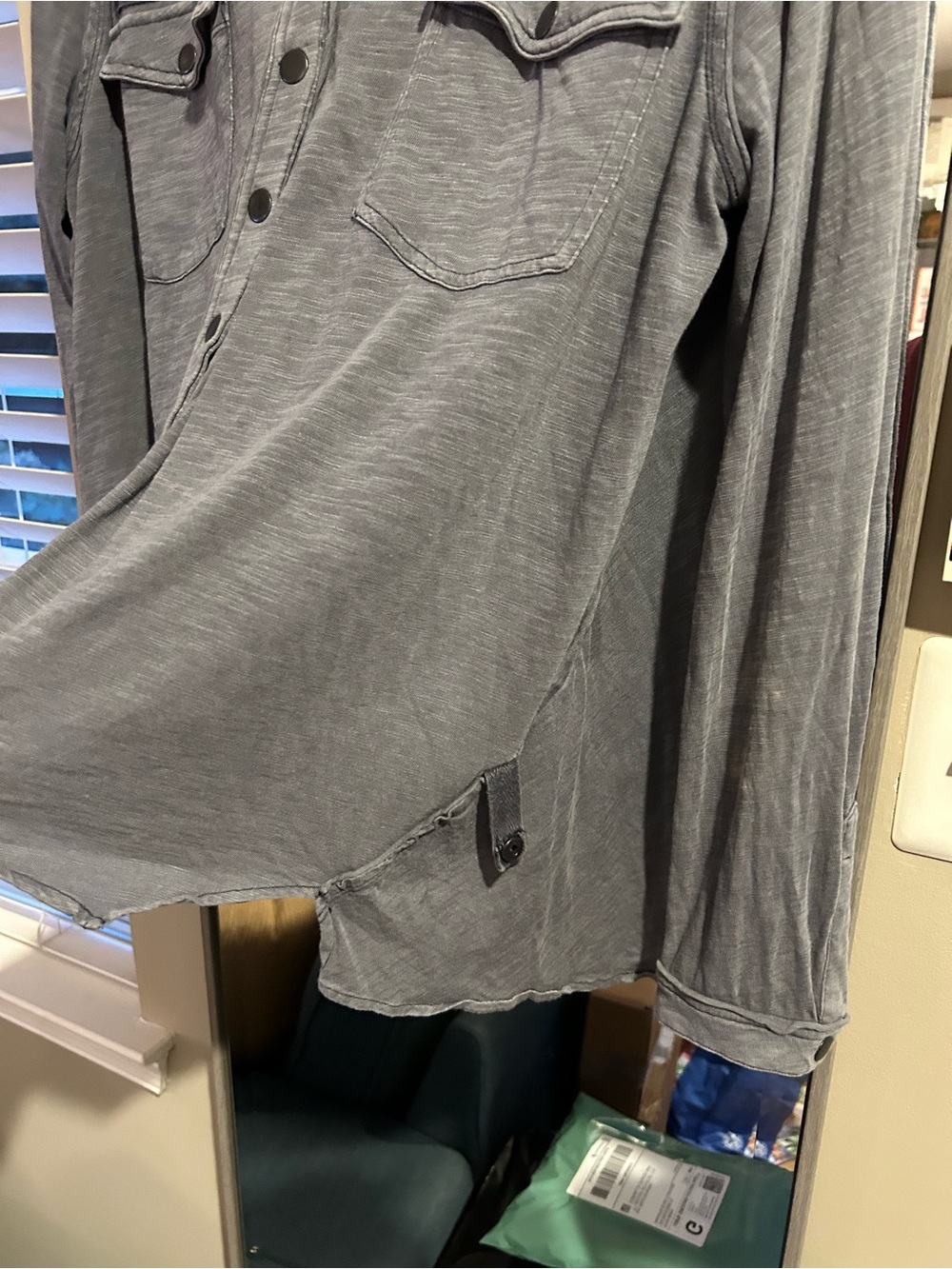 Free People Washed Slate Blue Button-Front Women’s Top Size XS - Picture 4 of 8